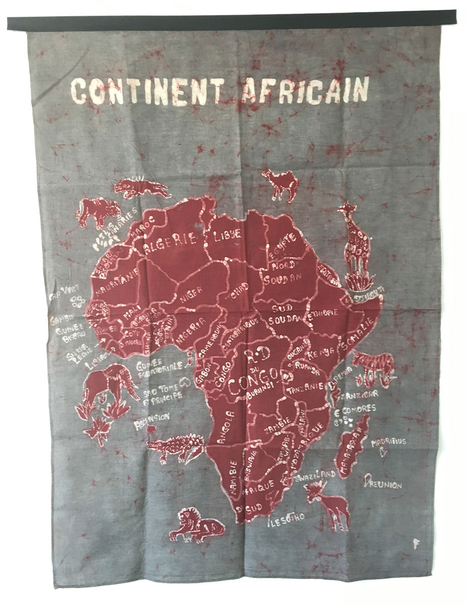 Batik Wandbehang - Kontinent Afrika - Grau